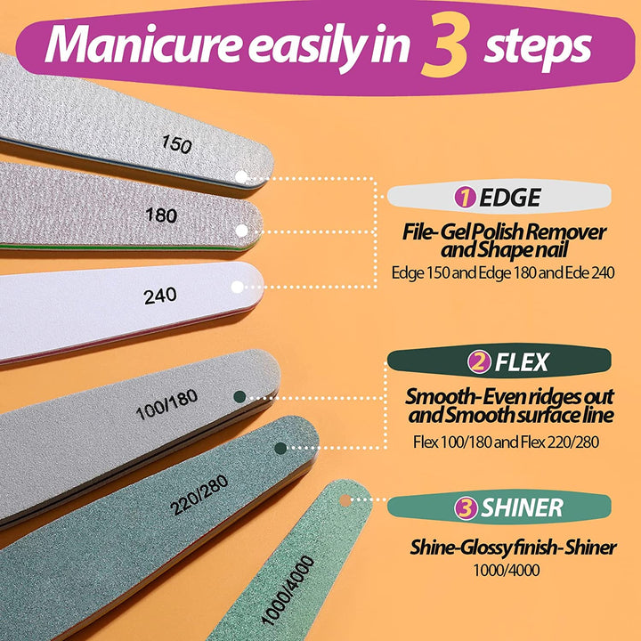 6 Pcs Nail File & Buffer Set for Natural Nails