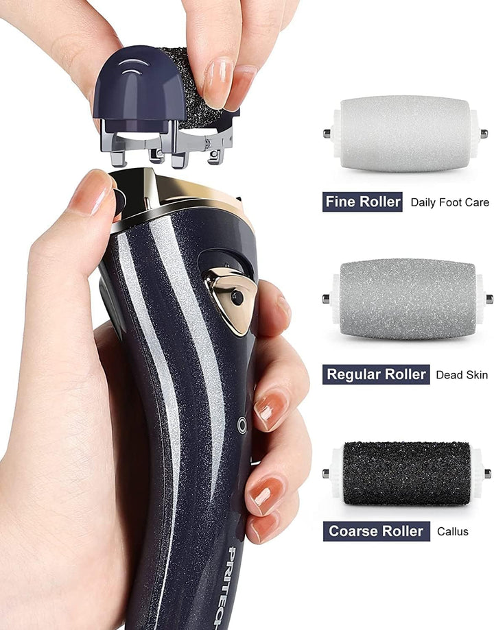 Electric Feet Callus Removers Rechargeable, Portable Electronic Foot File Pedicure Tools, Electric Callus Remover Kit, Professional Pedi Feet Care for Dead, Hard Cracked Dry Skin Ideal Gift (Black)