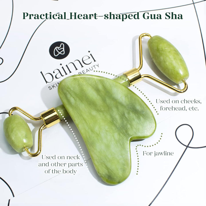 Gua Sha & Jade Roller Set – Green