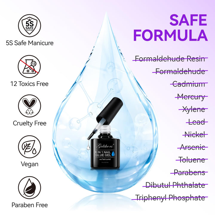 6-in-1 Gel Nail Glue UV Light Kit