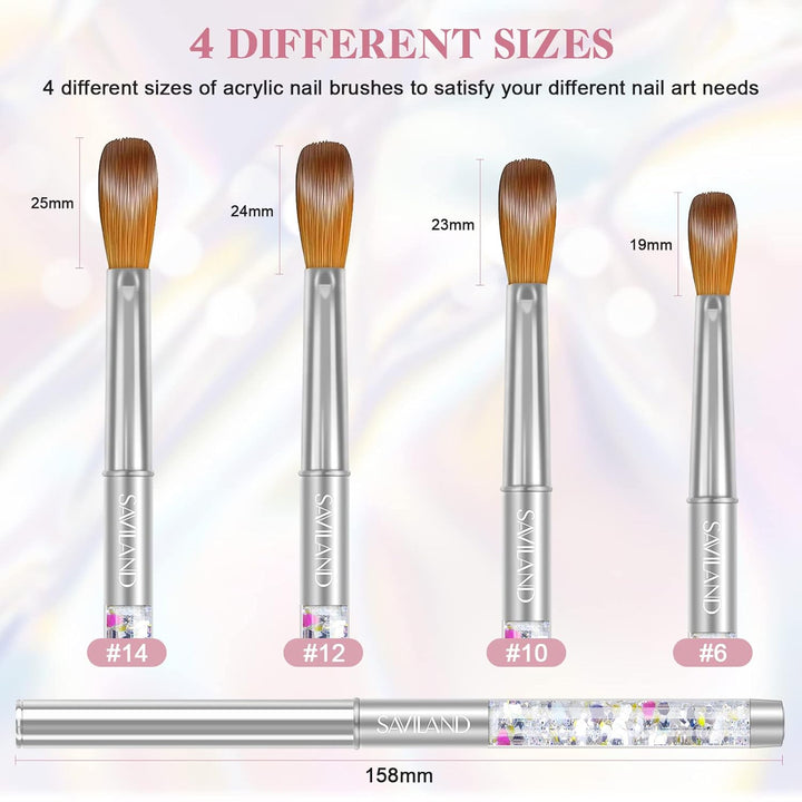 4PCS Kolinsky Acrylic Nail Brush Set