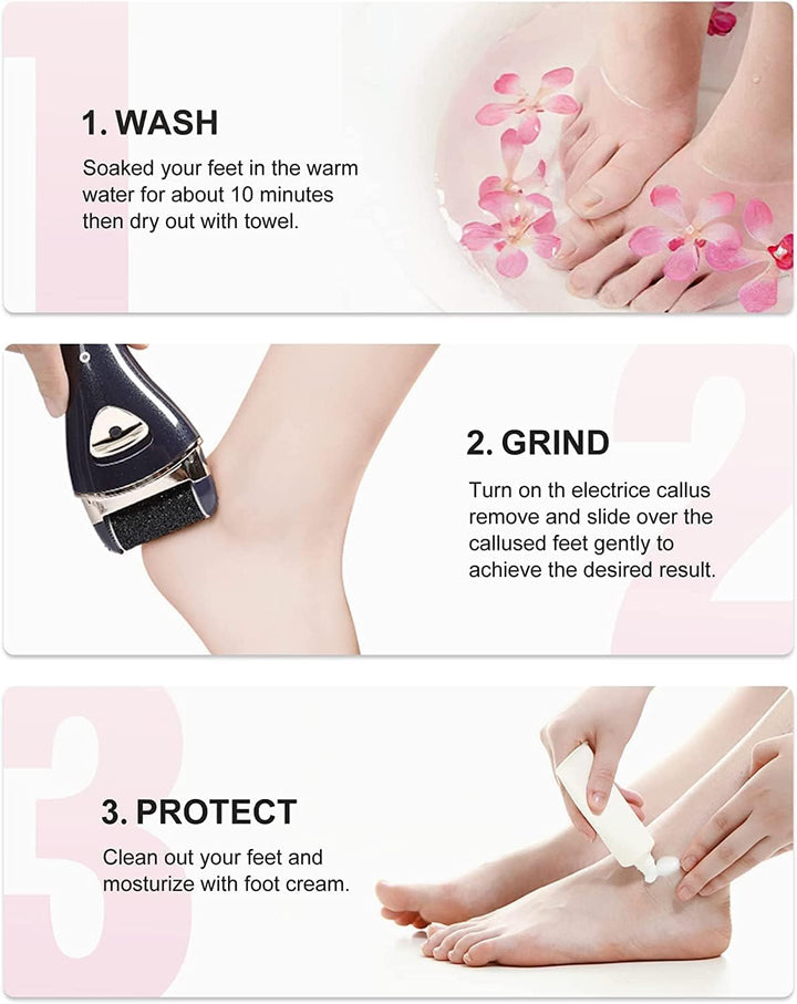 Electric Feet Callus Removers Rechargeable, Portable Electronic Foot File Pedicure Tools, Electric Callus Remover Kit, Professional Pedi Feet Care for Dead, Hard Cracked Dry Skin Ideal Gift (Black)