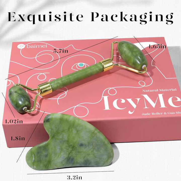 Gua Sha & Jade Roller Set – Green