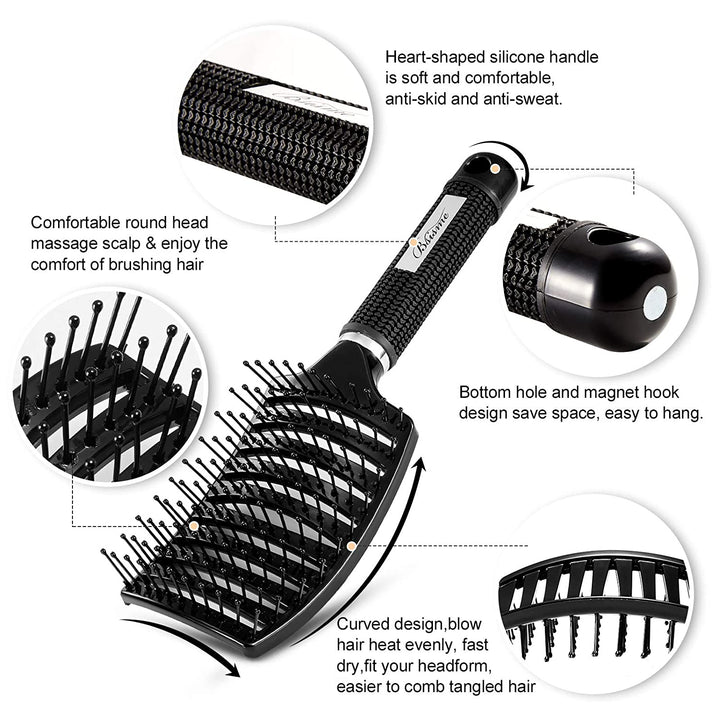 Curved Vented Hair Brush for Fast Drying