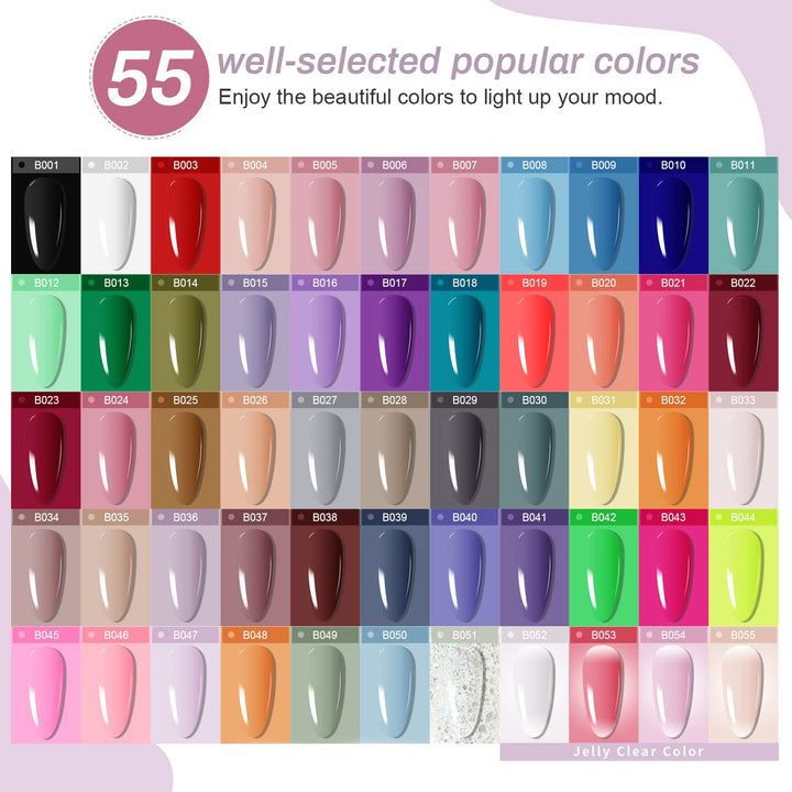 60 PCS Gel Nail Polish Kit with UV Light