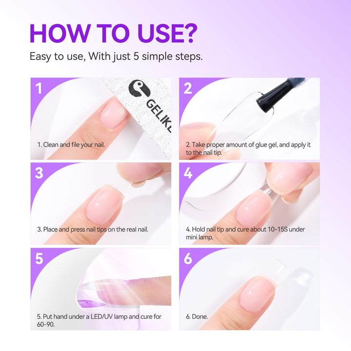 6-in-1 Gel Nail Glue UV Light Kit