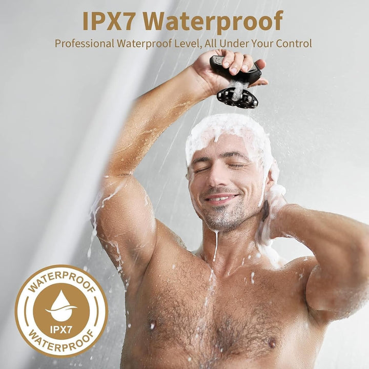 Detachable Head Shavers,  5 in 1 Electric Razor IPX7 Waterproof for Bald Men, Wet Dry LED Display Rechargeable 7D Rotary Shaver Grooming Kit with Type C Charge A