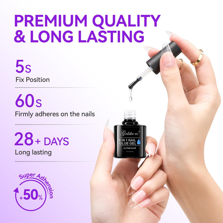 6-in-1 Gel Nail Glue UV Light Kit