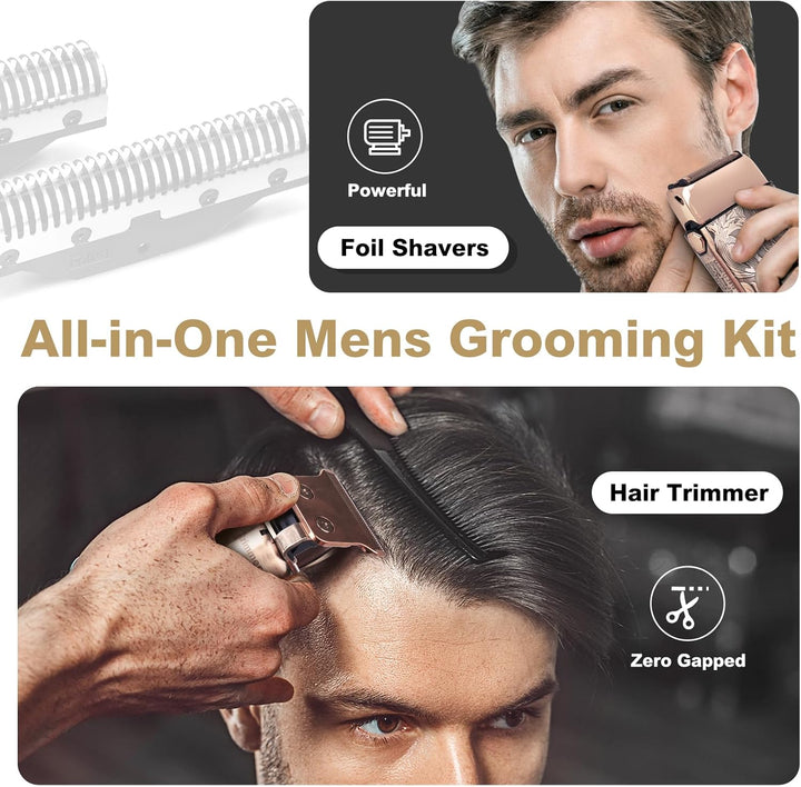 Foil Shavers Electric Razor for Men, Beard Trimmer Grooming Shaving Kit, Hair Trimmer, Cordless Head Shavers for Bald Men Barber Clippers, Birthday Gifts for Him