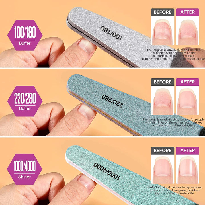 6 Pcs Nail File & Buffer Set for Natural Nails