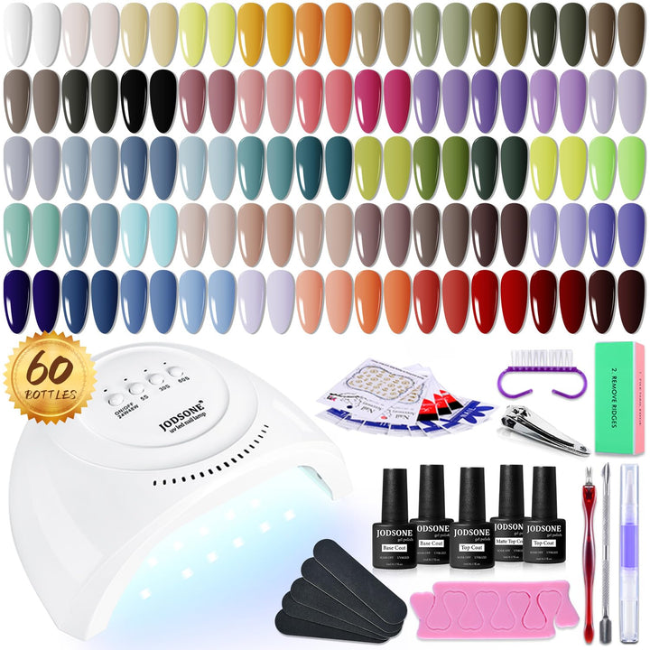 60 PCS Gel Nail Polish Kit with UV Light