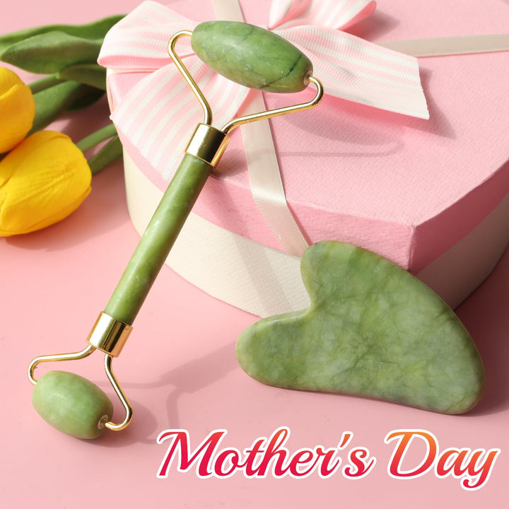 Gua Sha & Jade Roller Set – Green