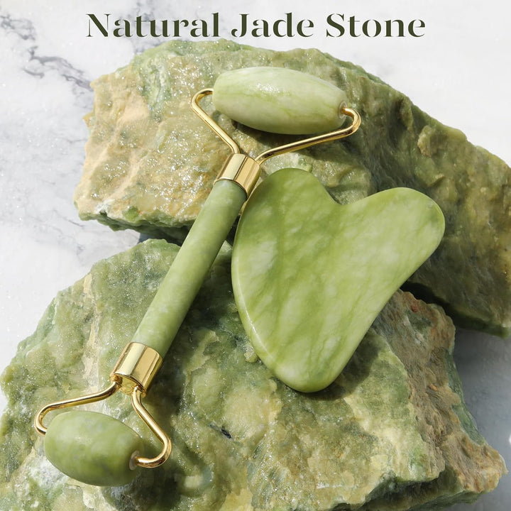 Gua Sha & Jade Roller Set – Green