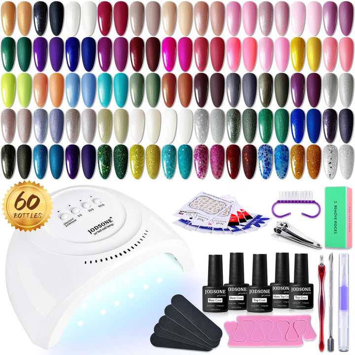 60 PCS Gel Nail Polish Kit with UV Light